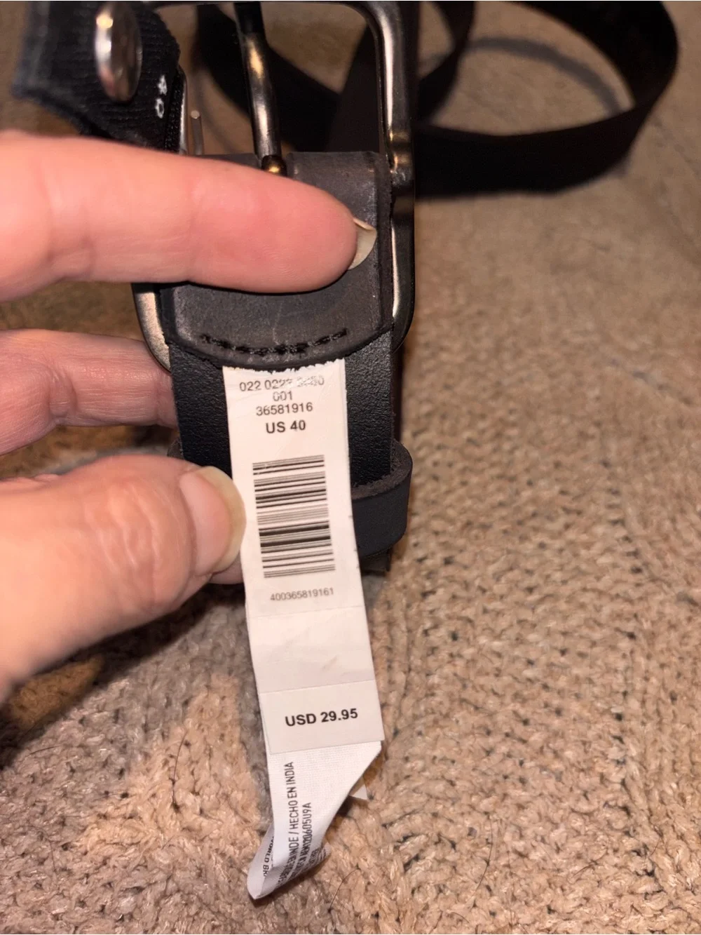 American Eagle Black Genuine Leather Belt Men’s Size 40 NWT